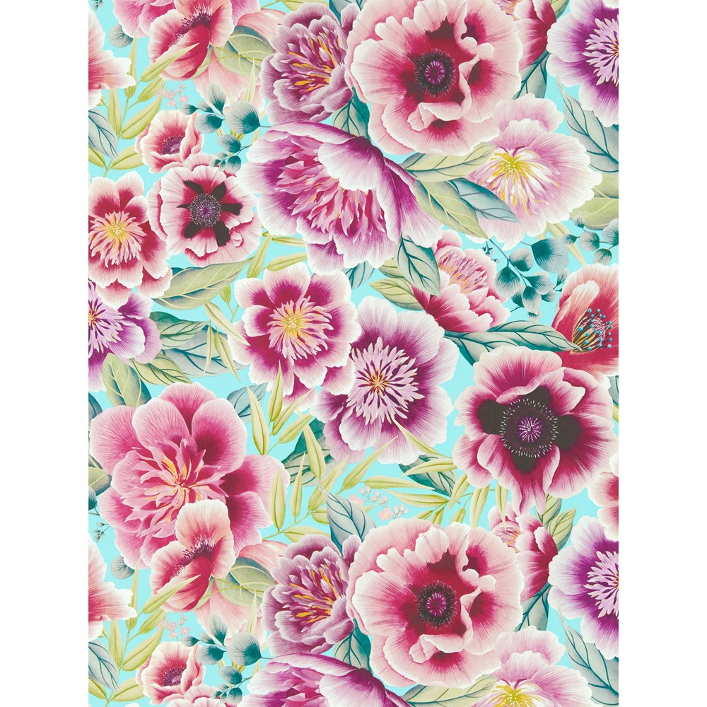 Marsha Wallpaper 112903 by Harlequin in Aqua Peony Magenta